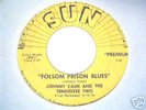 RARE Johnny Cash on SUN 45 record Folsom Prison MINT
