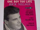 Rick Nelson 45 EP picture sleeve. Rock rockabilly VG+