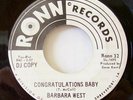Barbara West RONN DJ PROMO 1968 SOUL VG++