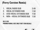 U2 - NEW YEARS DUB 2000 - CORSTEN REMIXES PROMO ACETATE