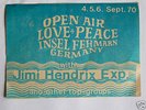 Rare Unused Jimi Hendrix Flyer Insel Fehmarn Festival