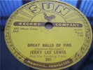 JERRY LEE LEWIS GREAT BALLS OF FIRE 78 RPM SUN RECORD