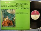 ERATO STEREO, BACH  3 sonatas cello piano TORTELIER, NM