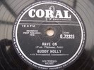 BUDDY HOLLY RAVE ON RARE 78 RPM RECORD 1958