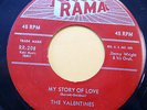 VALENTINES 45 Nature's Creation / My Story of Love ORIG. Doo-wop RAMA  cc1197