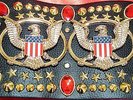 Elvis style black aloha eagle belt for elvis jumpsuit