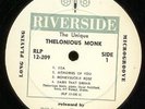 1956 RIVERSIDE-THE UNIQUE THELONIOUS MONK-LP-D/G