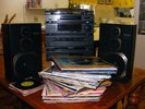 Record turntable/radio/take deck/mixed records