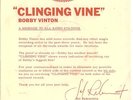 BOBBY VINTON-PROMO TITLE PICTURE SLEEVE-(CLINGING VINE)