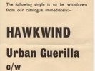 Hawkwind - Urban Guerilla. UK vinyl. With promo flyer