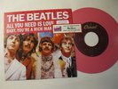 Beatles Pink vinyl 45 All You Need Is Love w custom slv