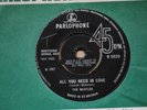 THE BEATLES ALL YOU NEED IS LOVE SINGLE NO LIVE TRANSMISSION REFERENCE