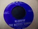 MASKED DEMONS -Hi Surfin/Way out 45 Rare surf Hot Rod on R.R.E. Label 1963