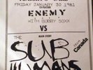 SUBHUMANS (Canada) BOBBY SOXX w/Enemy gig flier 1981 ORiGiNaL KBD PuNk RaRe