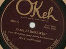 Page Paderewski, Pete Wendling, Piano Solo, Okeh 4984, 78 rpm E & Rudy Wiedoeft