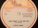 45 VINYL DUBPLATE: LITTLE JOHN I Don't Want To Cry Over You JAH BIBLE RECORDS