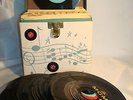 Stack of 45 RPM Records from the 50's plus their Platter Pak Cool Case