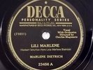MARLENE DIETRICH pop vocal 78   HEAR   DECCA 23456 Lili Marlene LISTEN