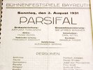 BAYREUTH FESTIVAL 1931 POSTER/HANDBILL   WAGNER: PARSIFAL Toscanini/Erna Berger