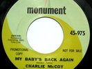CHARLIE MCCOY AND THE ESCORTS  - MY BABY'S BACK 45 rare NORTHERN SOUL popcorn