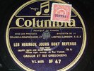 EUROJAZZ - GREGOR & Gregoriens - Happy days are here again - 78 rpm Columbia VG+