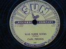 Original Sun Records 78 rpm Carl Perkins Blue Suede Shoes & Honey Don't