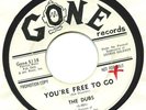 THE DUBS 1962 RARE Doo Wop PROMO 45 Strong VG+ YOU'RE FREE TO GO - GONE 5138