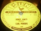 Original Sun Records 78 rpm #234 Carl Perkins Blue Suede Shoes, Honey Don't 