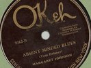 Margaret Johnson, Absent Minded Blues, Clarence Williams Okeh 8162 78 rpm Bubber