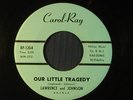 LAWRENCE & JOHNSON novelty/break-in/Michigan 45 OUR LITTLE TRAGEDY  CAROL RAY M-
