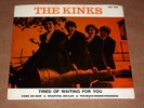 KINKS EP  Tired of waiting  Rare Swedish 45 rpm + PS 1965 British Mod Beat 60's