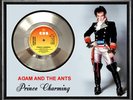 ADAM AND THE ANTS - PRINCE CHARMING - FRAMED 'SILVER' 45rpm  RECORD