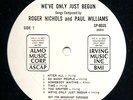 ROGER NICHOLS / PAUL WILLIAMS We've Only Just Begun Songs PROMO LP NO COVER