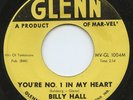 Rare Country 45 - Billy Hall - You're No. 1 In My Heart - Glenn MV-GL 1004 - M-