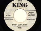 GARAGE SURF ROCKABILLY 45 Don't Look Now   Them KING WLP 5967 LISTEN