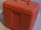 Orange Vinyl 45RPM Record Case & 44 Records: Pat Boone, Troggs, Beatles, Monkees