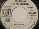 KEN THORNE ORCHESTRA Sinful Davey 45 MOVIE Soundtrack ESTHER OFARIM dj 1969 ost