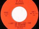 rare Northern Soul 45 JOE VALENTINE lost the only love