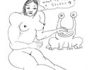 Daniel Johnston Ink Drawing Naked Lady Frog Secret Nude