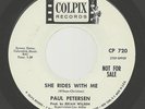 Teen Rock PAUL PETERSON She Rides With Me 45 COLPIX Promo BRIAN WILSON Beach Boy