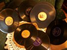 8 VINTAGE ONE SIDED DISCS OR RECORDS, OXFORD, SILVERTONE, AMERICAN, RECORD CO.