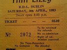 THIN LIZZY CONCERT TICKET STUB RDS DUBLIN 1983 RTE RADIO 2 IRISH ROCK LEGENDS