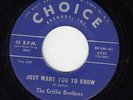 HEAR Doo Wop Teen Rare 45 THE GRIFFIN BROTHERS Just Want You To Know on Choice