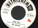 NORTHERN SOUL 45 THE ASCOTS ON BETHLEHEM SHE DID HIP TALK PROMO LISTEN