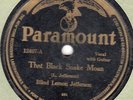 Paramount 12407 BLIND LEMON JEFFERSON Black Snake Moan/Stocking Feet CLASSICS