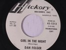 DAN FOLGER: Girl In The Night / Sweet Paradise 45 (dj) rare Oldies