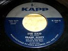 popcorn northern soul FRANK SCOTT- SHE SAID- MINT hear soundclip