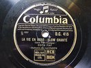 EDITH PIAF Columbia DC-415 FRANCE 78 LA VIE EN ROSE / UN REFRAIN EX