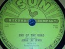 Jerry Lee Lewis - Sun 259 VG+. Crazy Arms / End Of The Road. 78 Rpm