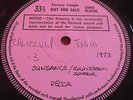 SUNDANCE   RAIN STEAM SPEED ** 1973 DECCA LP TEST PRESSING DEMO